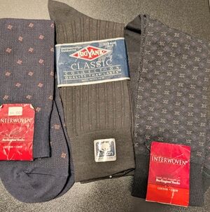 NWT. Classic Men's Black Dress Socks. Set Of Three